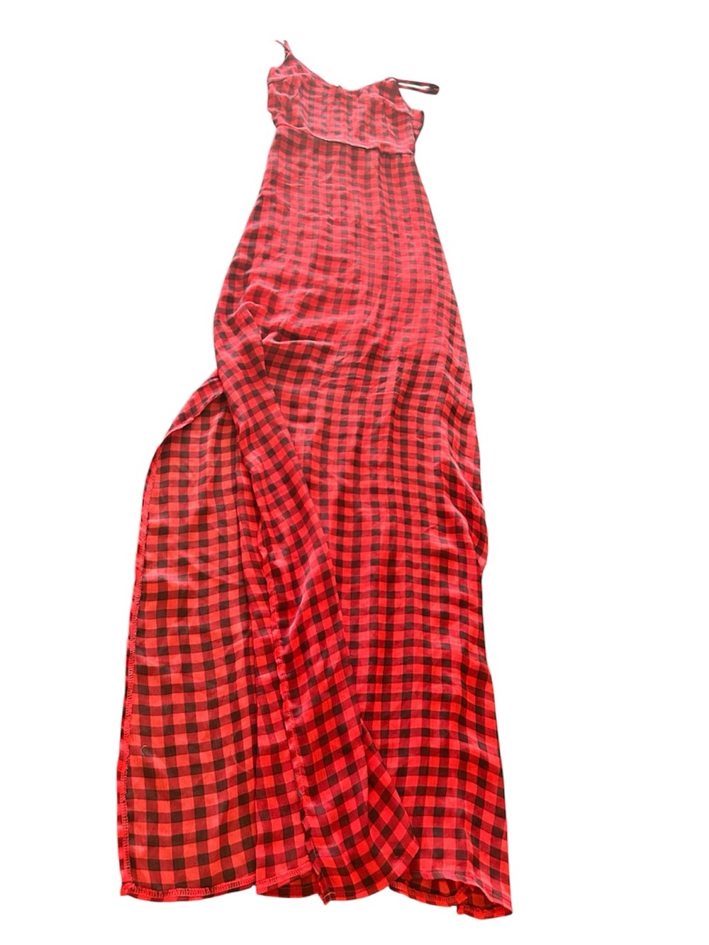 Missguided black red checkered maxi dress